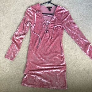 Pink velvet mini dress